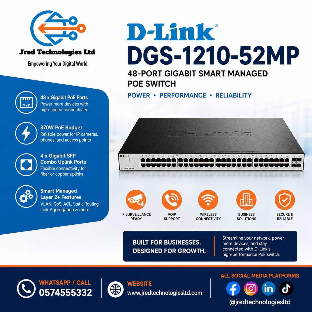 D-Link DGS-1210-52MP Smart Managed PoE Switch