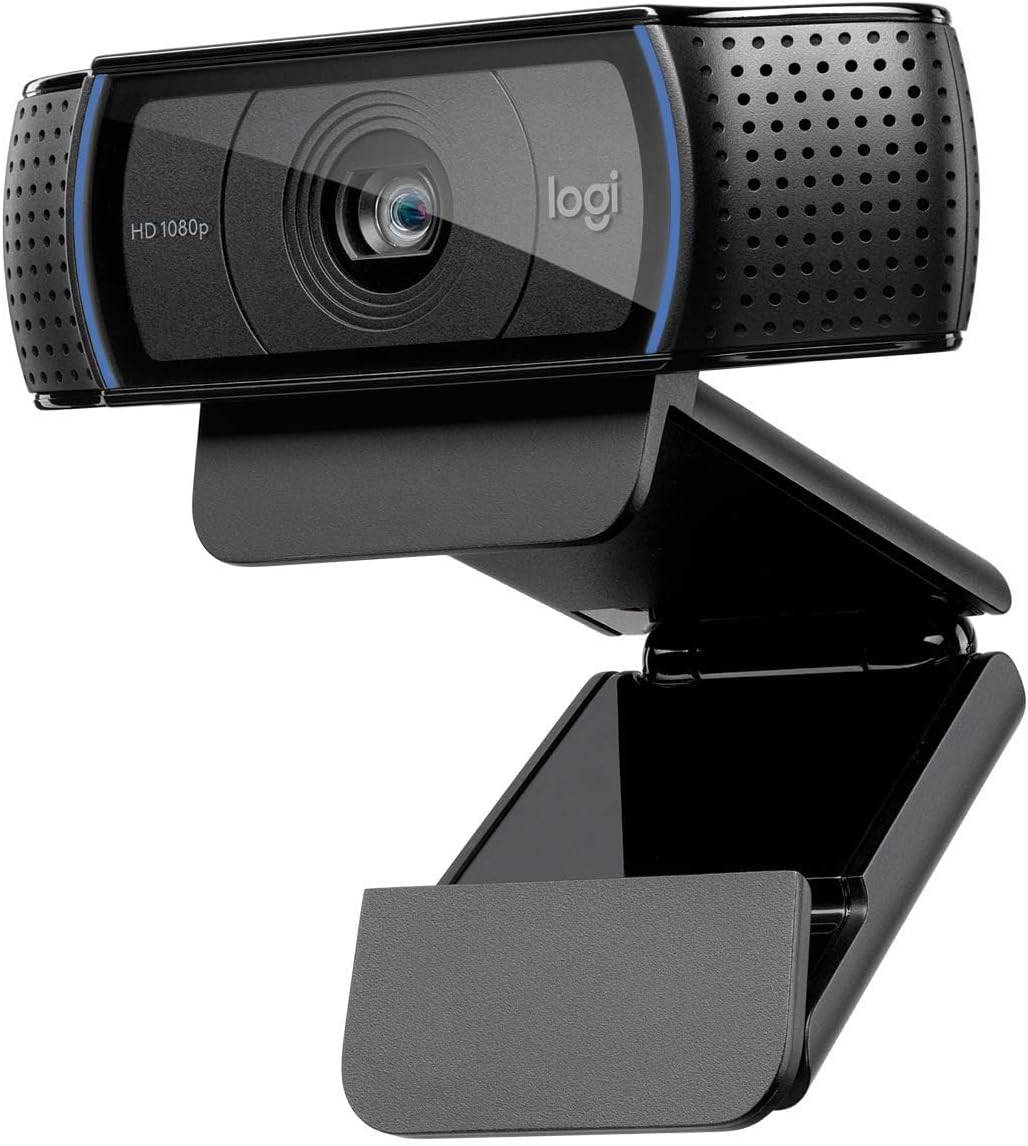 Logitech C920 HD Pro Webcam Full HD 1080p30fps Video Calling, Clear Stereo Audio, HD light correction, Works with Skype, Zoom, FaceTime, Hangouts, PCMacLaptopMacbookTablet – Black