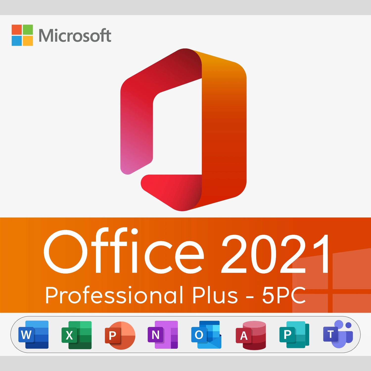 Microsoft Office 2021 Professional  Plus  Non Transferrable- 5PC - Retail Lifetime 