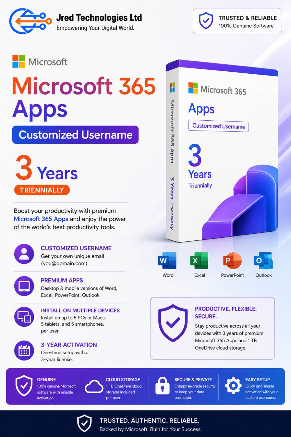 Microsoft 365 Apps - Customized Username - 3 Years Triennially