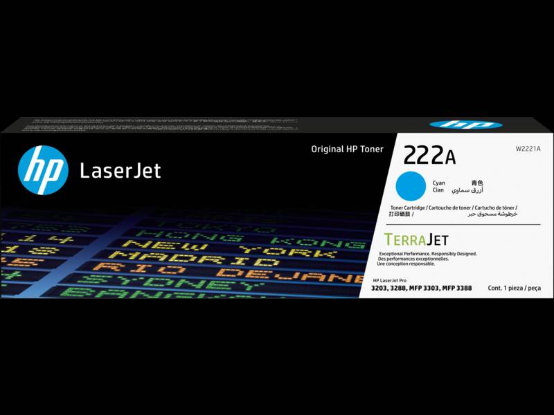 HP 222A Cyan Original LaserJet Toner Cartridge (W2221A)