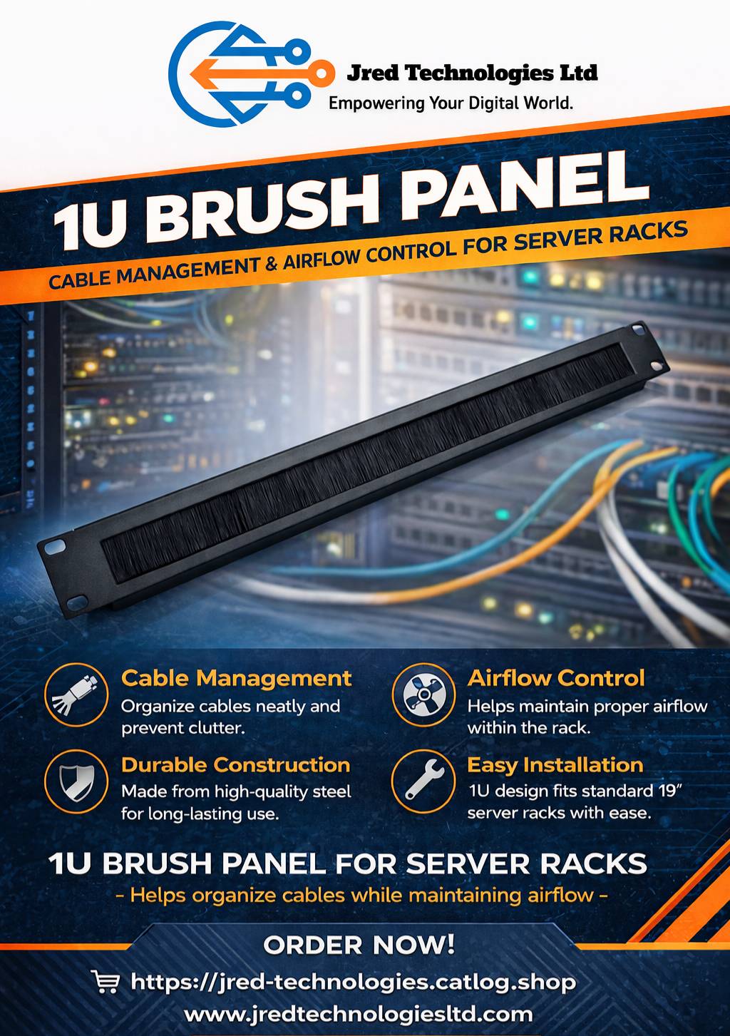 1U BRUSH PANEL cables management 