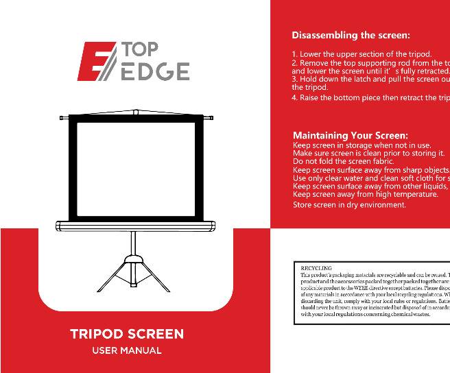 TOP EDGE 150×150CM TRIPOD PROJECTOR SCREEN 