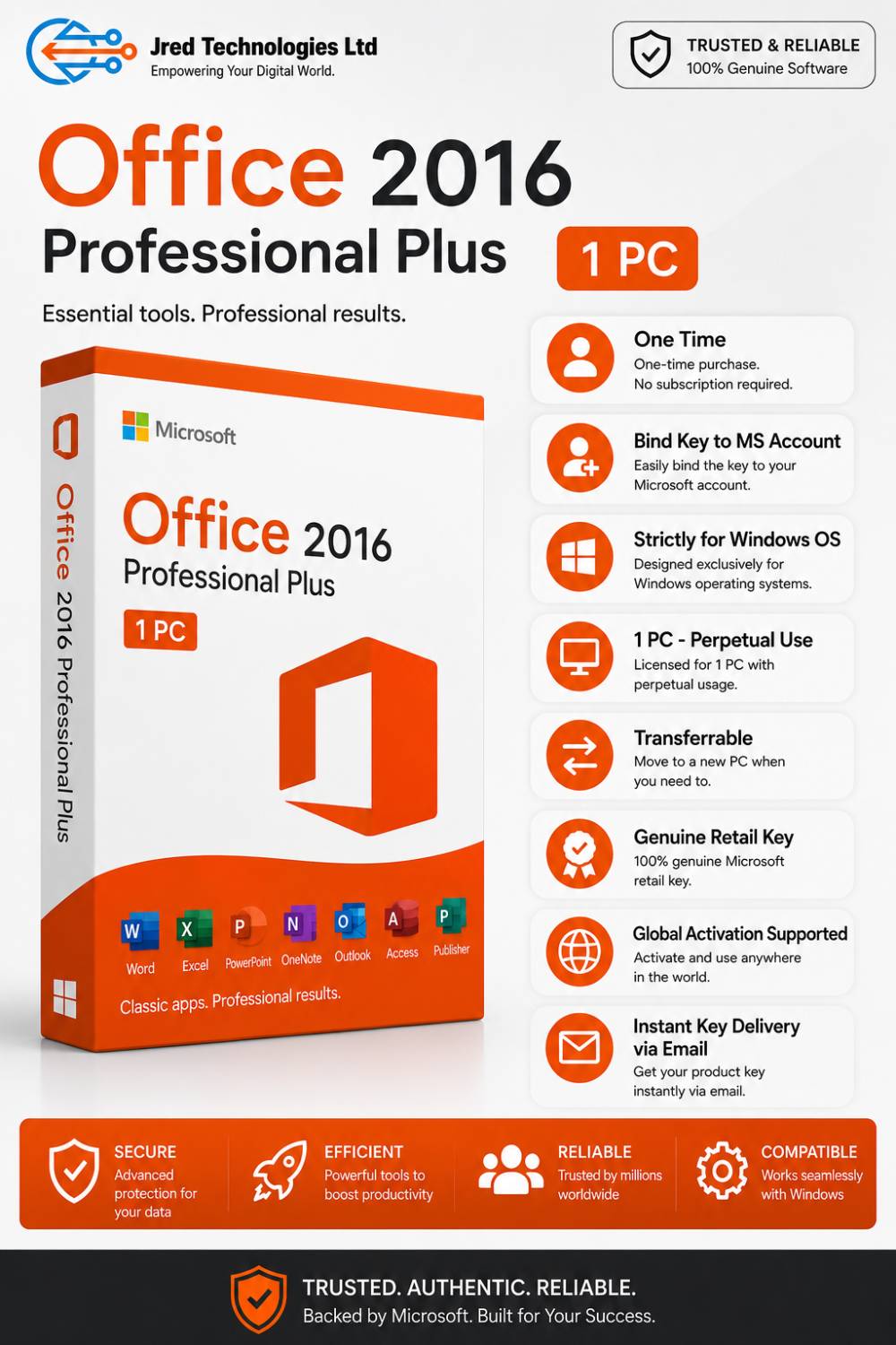 Office 2016 Pro Plus - 1PC 1 PC - Perpetual Use  Transferrable