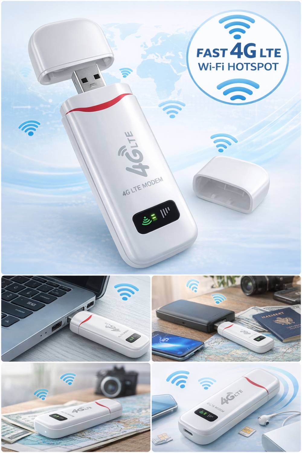 3-in-1 LTE 4G USB Wi-Fi Hotspot (4G LTE Modem