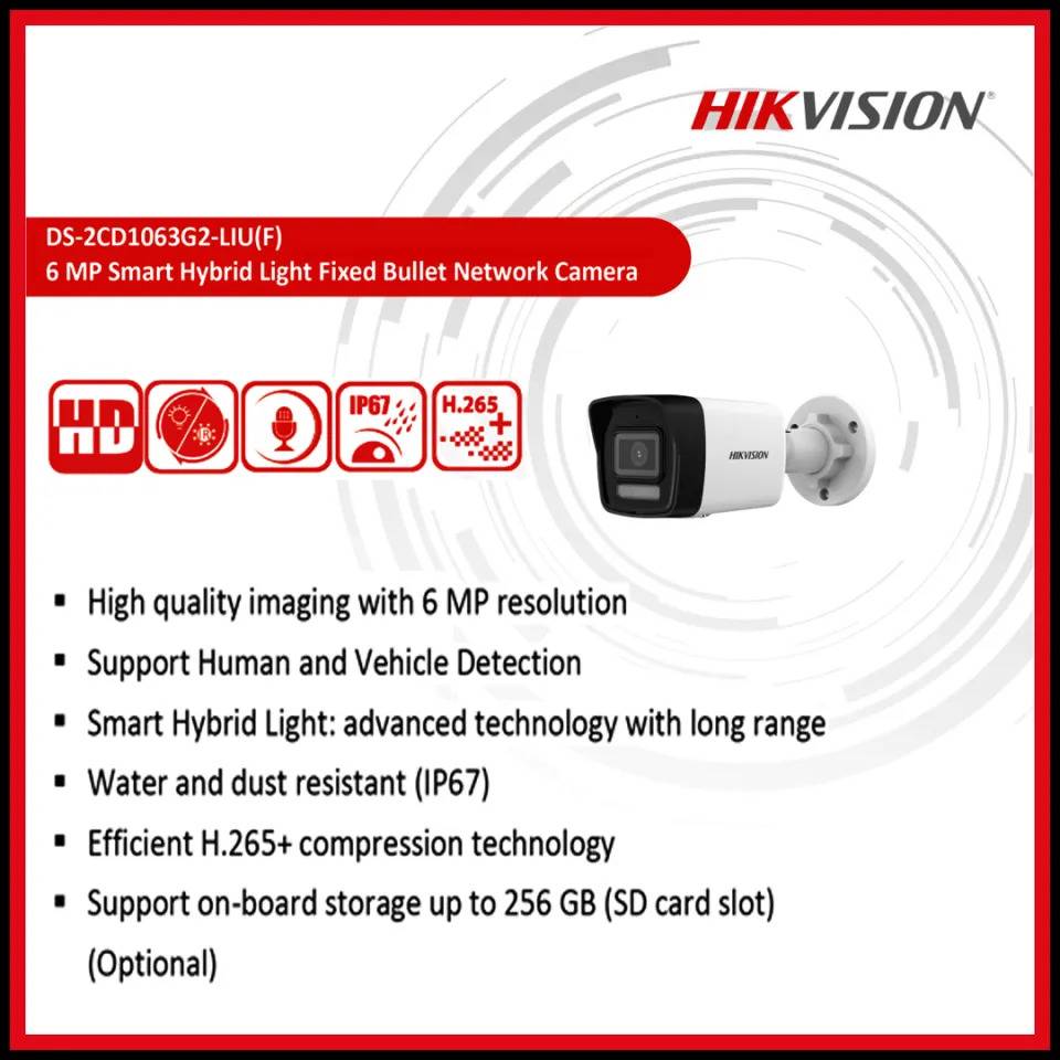 Hikvision DS-2CD1063G2-LIU 6 MP Smart Hybrid Light Fixed Bullet Network Camera